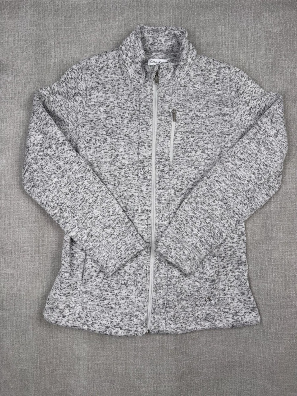 Calvin Klein Marled Light Gray Zip-Up Jacket